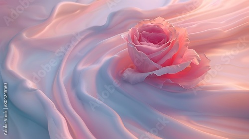 A single rose petal delicately placed on a swirling abstract background.