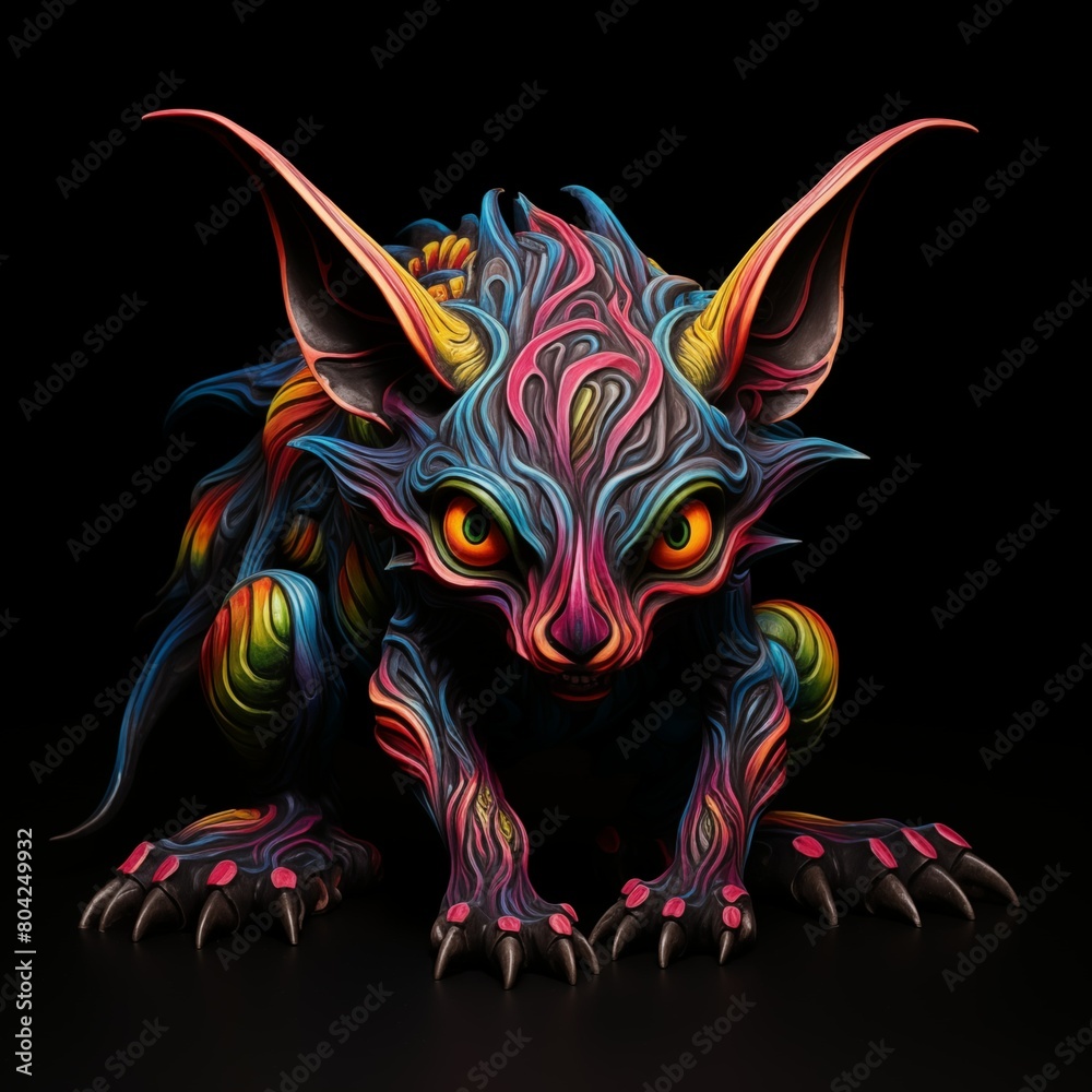 Fototapeta Illustration of the Chupacabra on a Black Background