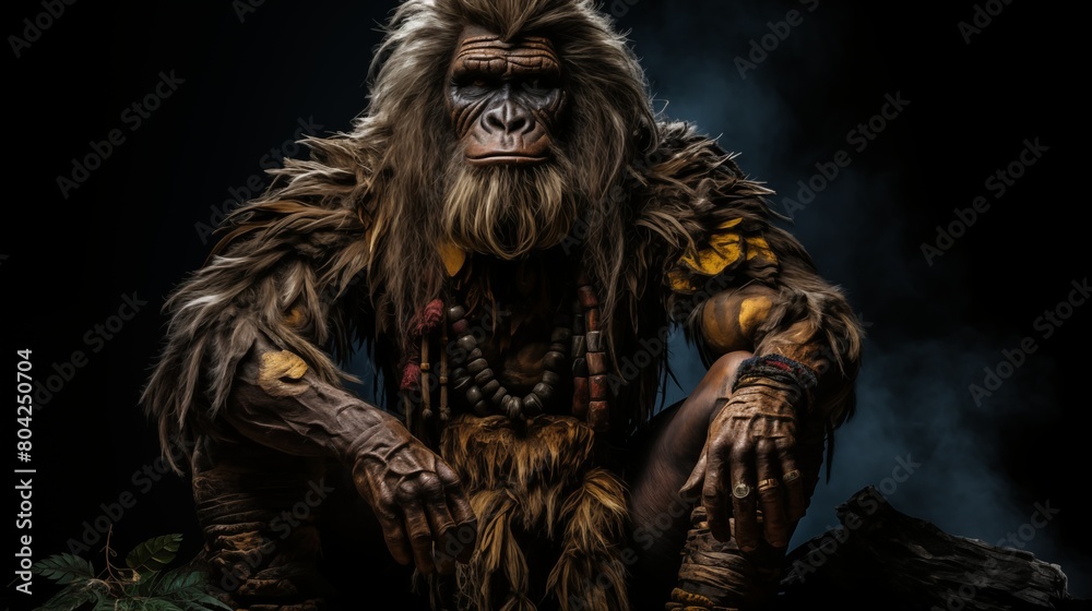Illustration of Bigfoot on a Black Background Illustration of Bigfoot on a Black Background
