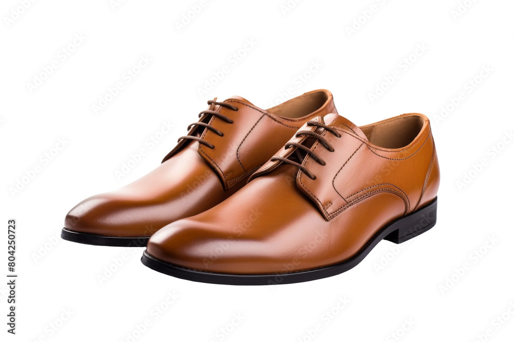 The Lonely Journey: A Pair of Brown Shoes on a White Canvas. On a White or Clear Surface PNG Transparent Background.