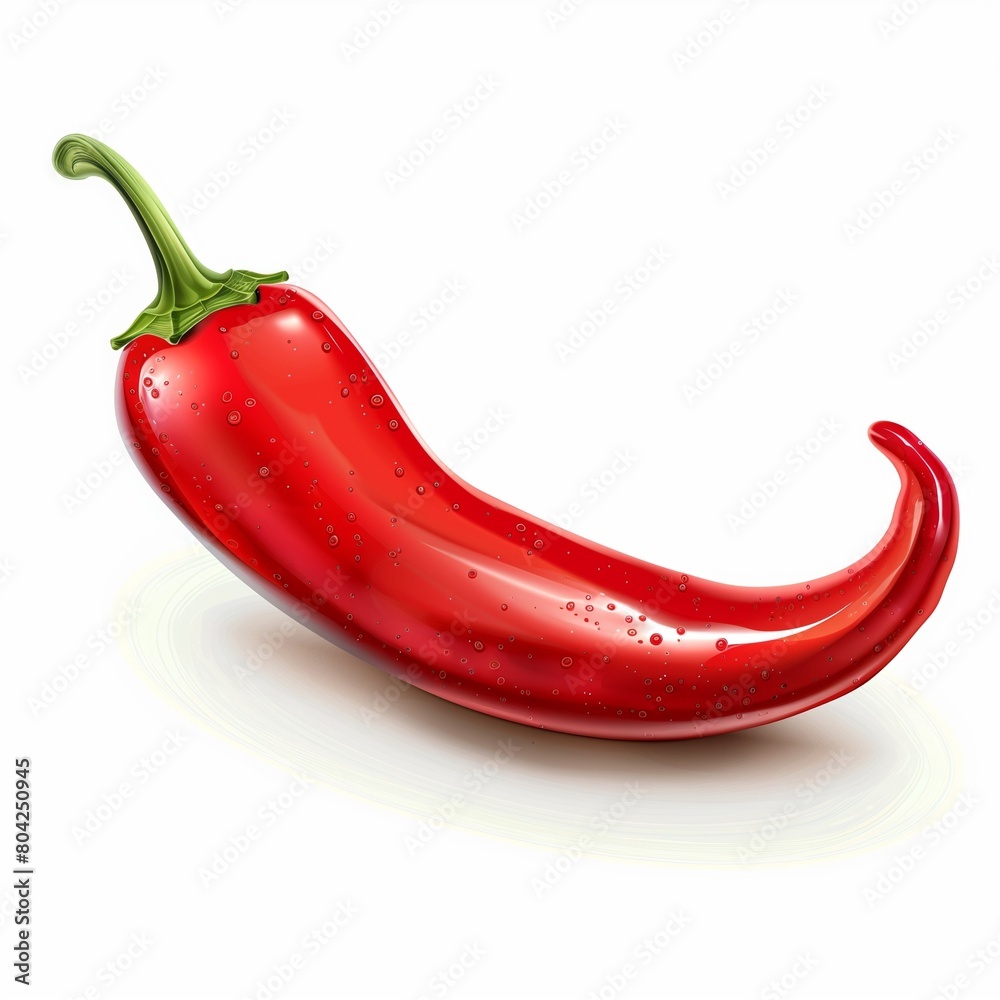 Fresh Red Chili Pepper with Water Droplets Isolated on White Background Fresh Red Chili Pepper with Water Droplets Isolated on White Background
