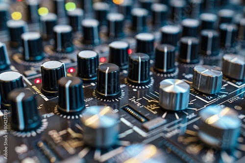 Close-Up of Professional Audio Mixing Console