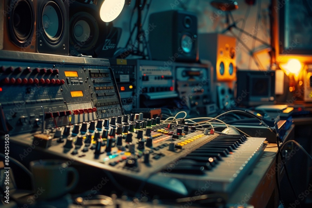 Close-Up of Professional Audio Mixing Console Close-Up of Professional Audio Mixing Console