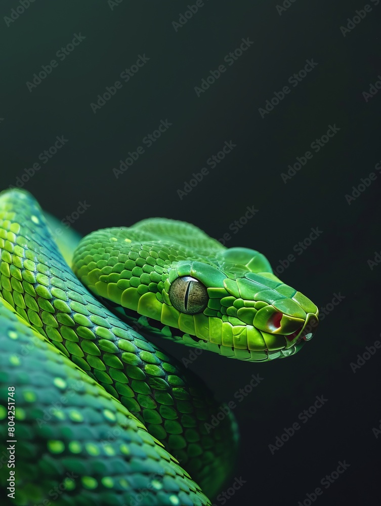green snake close up. green snake close up.