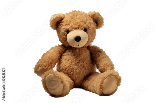 The Enigmatic Teddy Bear: A Portrait of Innocence. On a White or Clear Surface PNG Transparent Background.