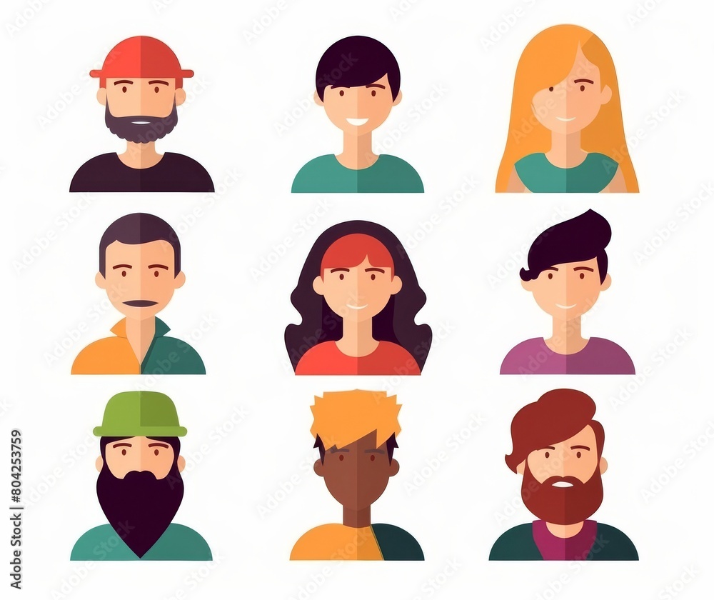 Diverse Group of Cartoon Avatar Portraits for Social Media Use Diverse Group of Cartoon Avatar Portraits for Social Media Use