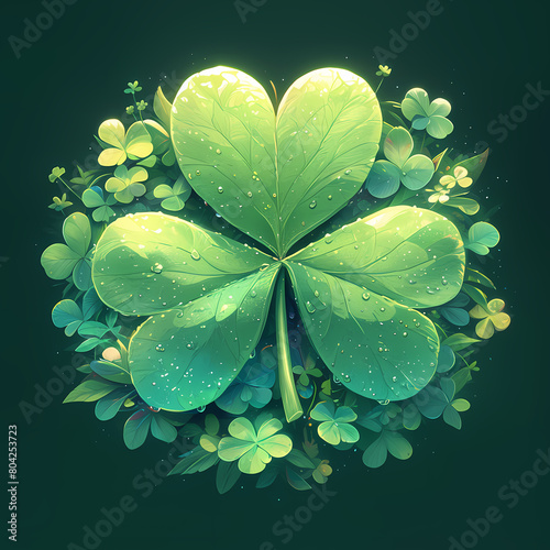 Vibrant and Lush Four-Leaf Clover in Bloom for a Joyous St. Patrick's Celebration photo