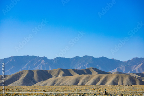 Baiyin City, Gansu Province-Gobi scenery against the blue sky photo