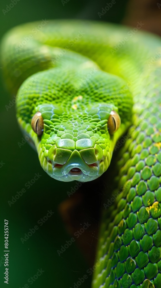 green snake close up. green snake close up.