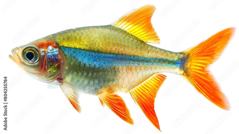 Close-Up of a Transparent Fish Amidst Vibrant Aquatic Plants