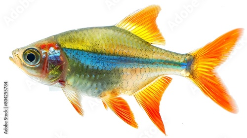 Close-Up of a Transparent Fish Amidst Vibrant Aquatic Plants
