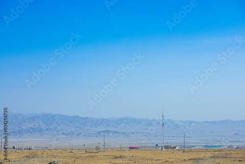 Baiyin City, Gansu Province - Wind turbines and Gobi Desert photo