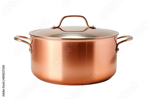 Glistening Copper Cauldron Conjuring Culinary Magic. On a White or Clear Surface PNG Transparent Background.