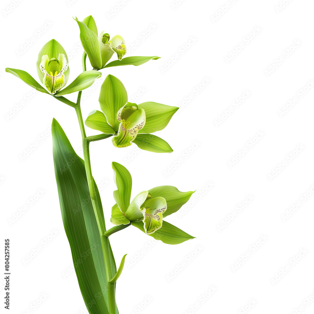 Green orchid blossom isolated on white or transparent background Green orchid blossom isolated on white or transparent background