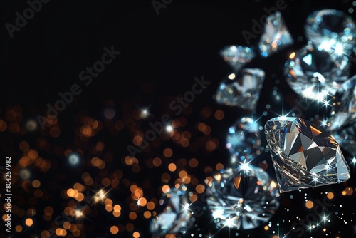 A glamorous template featuring glittering diamonds against a midnight black background. © Abdul