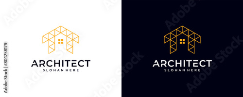 minimal architect line logo design vector illustrations