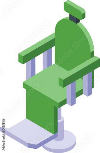 Green leather color chair icon isometric vector. Barber furniture. Work equipment