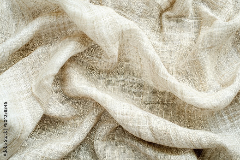 Detailed view of a plain white linen fabric, showcasing its texture and weave pattern Detailed view of a plain white linen fabric, showcasing its texture and weave pattern