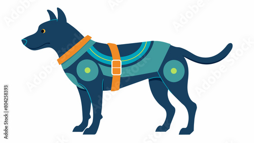 Stay one step ahead of your pets wellness with this advanced harness that helps you monitor their posture and make necessary adjustments to prevent. Vector illustration