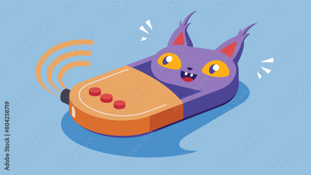 A lightweight clip that emits an ultrasonic sound when your cat begins to scratch or bite furniture.. Vector illustration A lightweight clip that emits an ultrasonic sound when your cat begins to scratch or bite furniture.. Vector illustration