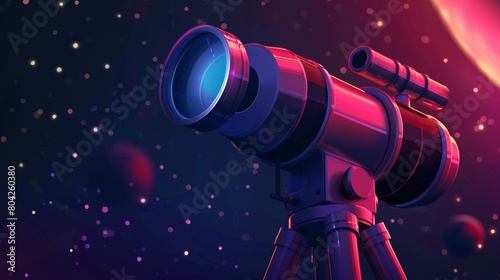 A telescope is pointed at a star in the sky