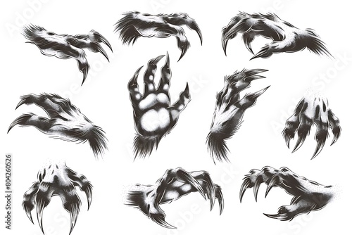 Animal claw scratches. Wild animal claws scratch texture. Vector illustration isolated on white background. . photo