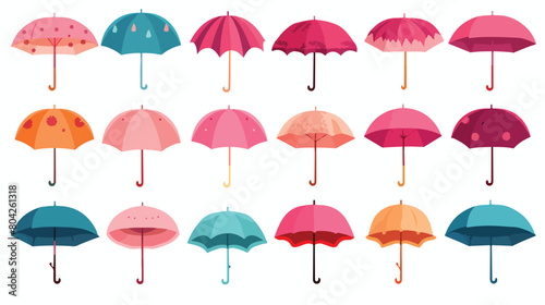 Different mini umbrellas on white background 2d fla photo