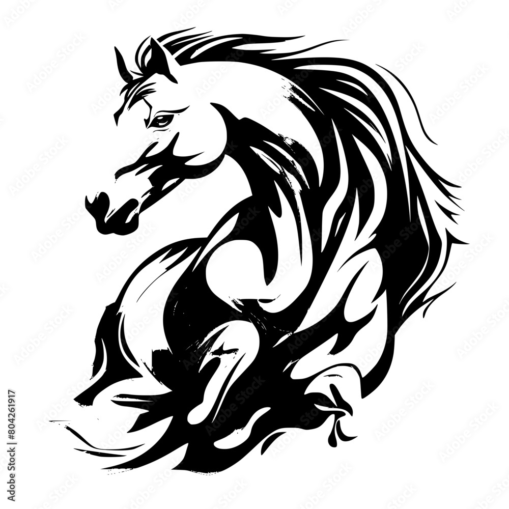 Obraz premium black and white horse