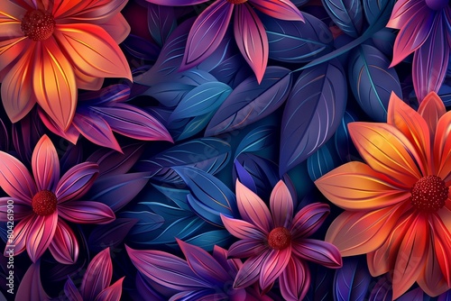 A vibrant template with abstract floral patterns in bold jewel tones.
