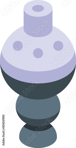 Hookah stem icon isometric vector. Smoke shop. Engraving sign label