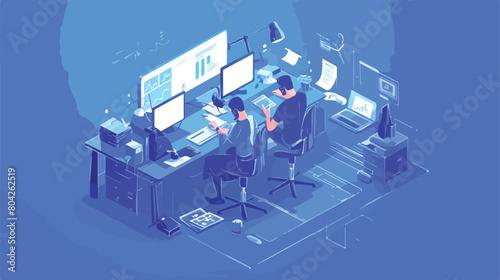 Digital technology dark isometric vector illustrati