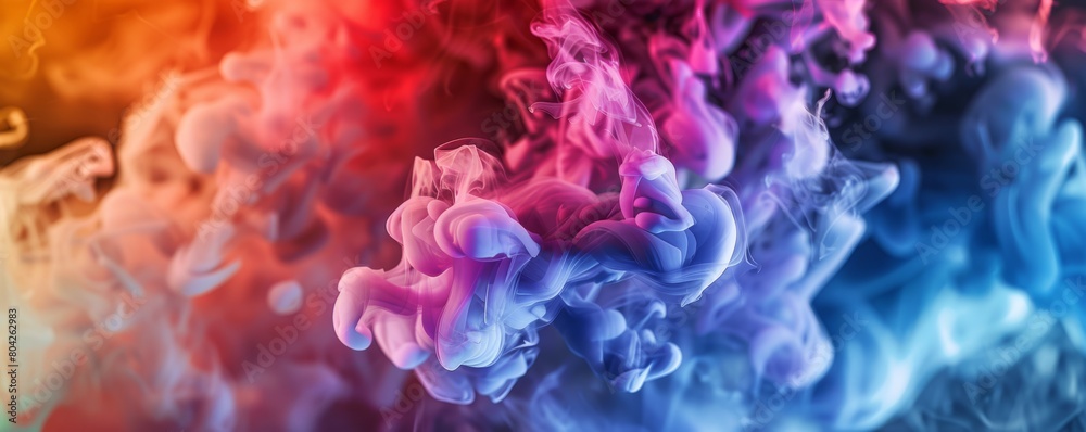Vibrant and colorful smoke waves intertwining in an artistic display Vibrant and colorful smoke waves intertwining in an artistic display
