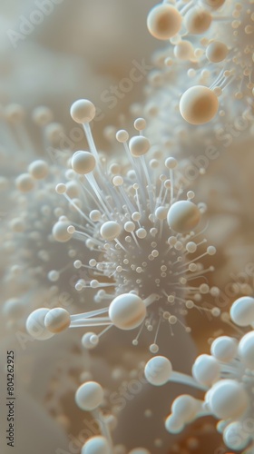 From chaos springs beauty: Bacillus subtilis, polyurethanes decomposer. Close-up 3D minimalism captures nature's whimsy