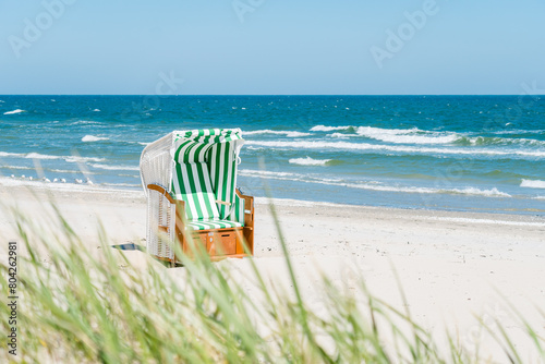 Fototapeta Naklejka Na Ścianę i Meble -  Strandkorb am Selliner Strand, Ostsee Insel Rügen
