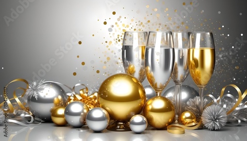 Celebration golden silver rich art illustration backgrounds, AI generated