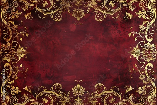 An opulent template with ornate filigree designs in rich burgundy and gold.