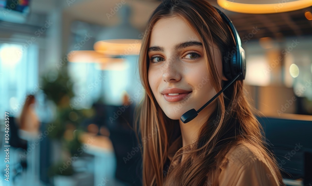 A pretty young woman call center agent A pretty young woman call center agent