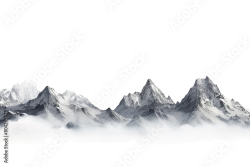 Mystical Mountains Dance in the Clouds. On a White or Clear Surface PNG Transparent Background. © Usama