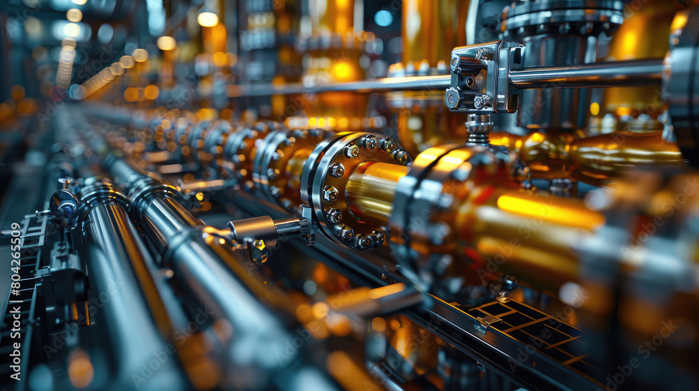 Naklejka premium An industrial facility with a lot of pipes and machinery.