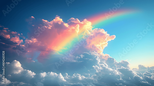 Stunning Rainbow Over Blue Sky, Hope and Happiness Concept Illustration photo
