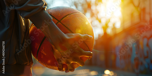 Slam dunk vibes Basketball game with hoop court and competitive flair
 photo