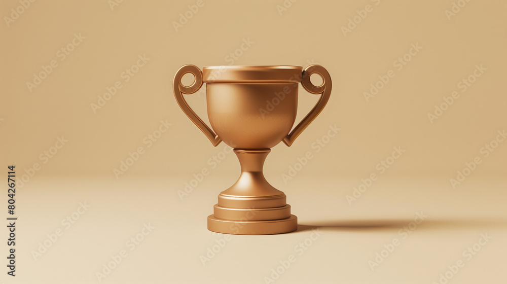 Gold trophy best champion award on success prize winner 3d background with golden reward victory competition cup or leadership achievement goal object and first place celebration championship concept.