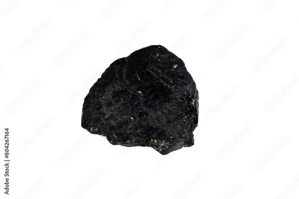 natural black tourmaline gem stone on the white background natural black tourmaline gem stone on the white background
