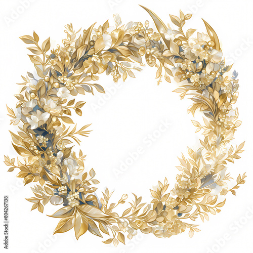 Vibrant Gold Floral Circle with Clear Center - Ideal for Festive or Wedding Decor