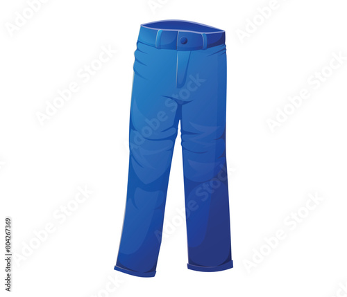 Classic cartoon blue men's or women's jeans, pants vector isolated illustration.