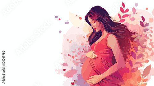 Beautiful pregnant woman on white background style