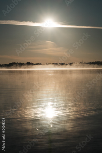 Dawn on Lake Valdai in summer