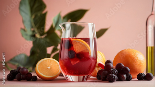 Glass full of Easy Traditional Red Sangria on the table.