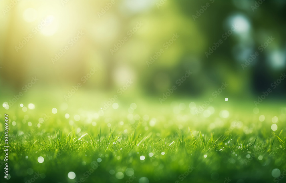 The lush green of a meadow bokeh background. Spring and summertime renewal concept. Banner with copy space for environmental awareness campaign or Earth Day. The lush green of a meadow bokeh background. Spring and summertime renewal concept. Banner with copy space for environmental awareness campaign or Earth Day.