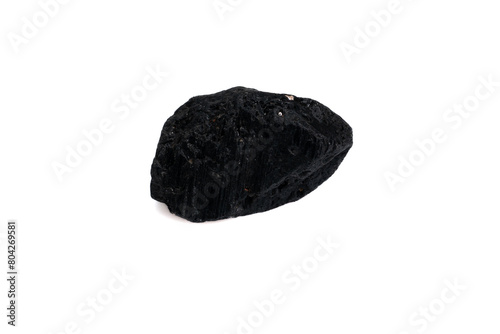 natural black tourmaline gem stone on the white background © Galka3250